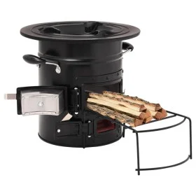 Holzofen für Camping, schwarzer Stahl, 50 x 33,5 x 30,5 cm von vidaXL, Kamine - Ref: Foro24-319441, Preis: 148,43 €, Rabatt: %