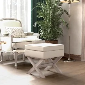 Taburete con almacenaje lino 45x45x49 cm by vidaXL, Benches for halls and storage - Ref: Foro24-344515, Price: 87,05 €, Disco...