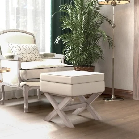 Taburete con almacenaje lino 45x45x49 cm by vidaXL, Benches for halls and storage - Ref: Foro24-344515, Price: 87,05 €, Disco...