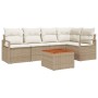 Conjunto de sofá de jardín con cojín 6 pcs Beige Poliratán