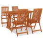 Juego de comedor para jardín 5 pzas madera maciza de eucalipto