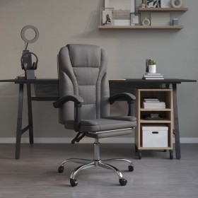 Silla de oficina reclinable cuero sintético gris