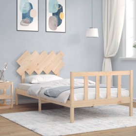 Estructura de cama sin colchón madera maciza de pino 100x200 cm