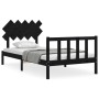Estructura de cama con cabecero madera maciza negro 100x200 cm