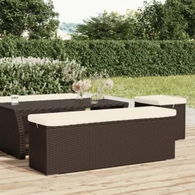 Ottoman bench with brown synthetic rattan cushion 110x30x40 cm by vidaXL, garden benches - Ref: Foro24-319397, Price: 98,36 €...