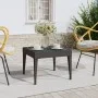 Black synthetic rattan tempered glass side table 50x50x38 cm by vidaXL, Side tables - Ref: Foro24-319402, Price: 34,87 €, Dis...