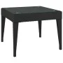Black synthetic rattan tempered glass side table 50x50x38 cm by vidaXL, Side tables - Ref: Foro24-319402, Price: 34,87 €, Dis...
