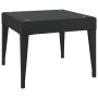 Mesa auxiliar vidrio templado ratán sintético negro 50x50x38 cm
