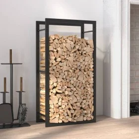 Matte black steel log holder 50x28x94 cm by vidaXL, Firewood bags and holders - Ref: Foro24-350305, Price: 32,88 €, Discount: %