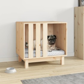 Caseta para perros madera maciza de pino 60x45x57 cm
