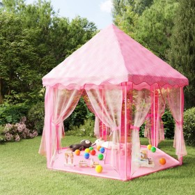 Carpa de juegos de princesa con 250 bolas rosa 133x140 cm