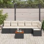 Conjunto de sofá de jardín con cojín 7 pcs Negro Poliratán