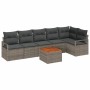 Conjunto de sofá de jardín con cojín 7 pcs Gris Poliratán