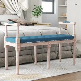 Blue velvet bench 110x40x70 cm by vidaXL, Banks - Ref: Foro24-344424, Price: 125,34 €, Discount: %