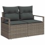 Conjunto de sofá de jardín con cojín 7 pcs Gris Poliratán
