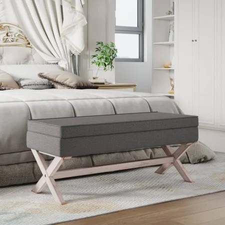Taburete con almacenaje tela gris oscuro 110x45x49 cm de vidaXL, Bancos para recibidores y almacenamiento - Ref: Foro24-34452...