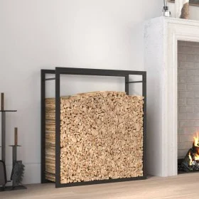 Matte black steel firewood rack 80x28x86 cm by vidaXL, Firewood bags and holders - Ref: Foro24-350307, Price: 31,97 €, Discou...
