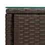 Brown synthetic rattan tempered glass side table 53x37x48cm by vidaXL, Side tables - Ref: Foro24-319401, Price: 29,55 €, Disc...