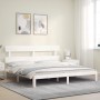 Estructura cama de matrimonio con cabecero madera maciza blanco