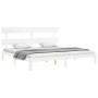 Estructura cama de matrimonio con cabecero madera maciza blanco