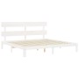 Estructura cama de matrimonio con cabecero madera maciza blanco