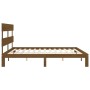 Estructura cama y cabecero madera maciza marrón miel 200x200 cm