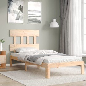Estructura de cama con cabecero madera maciza Estructura de cama con cabecero madera maciza