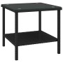 Black synthetic rattan tempered glass side table 45x45x45 cm by vidaXL, Side tables - Ref: Foro24-319398, Price: 49,63 €, Dis...