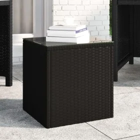 Rattan side table with black tempered glass top 40x37x40.5 cm by vidaXL, Side tables - Ref: Foro24-319388, Price: 57,33 €, Di...