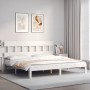 Estructura cama de matrimonio con cabecero madera maciza blanco