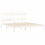 Estructura cama de matrimonio con cabecero madera maciza blanco