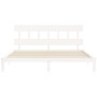 Estructura cama de matrimonio con cabecero madera maciza blanco