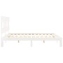 Estructura cama de matrimonio con cabecero madera maciza blanco