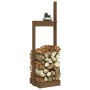 Soporte para leña madera maciza pino marrón miel 33,5x30x110 cm