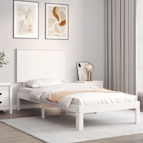 Estructura de cama sin colchón madera de pino blanca 90x200 cm Estructura de cama sin colchón madera de pino blanca 90x200 cm