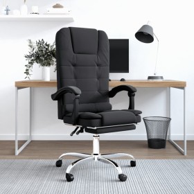 Silla de oficina reclinable masaje cuero sintético negro