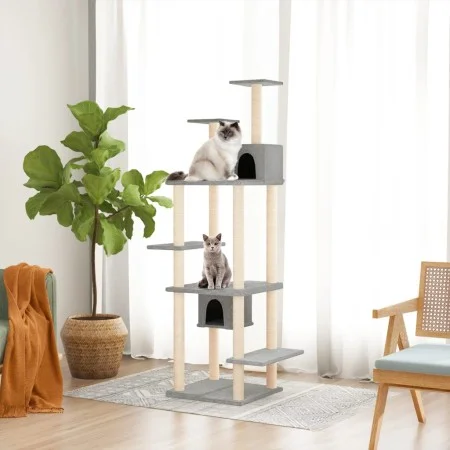 Cat scratching post with light gray sisal posts 176 cm by vidaXL, Cat furniture - Ref: Foro24-171688, Price: 81,55 €, Discoun...
