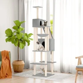 Cat scratching post with light gray sisal posts 201 cm by vidaXL, Cat furniture - Ref: Foro24-171643, Price: 93,81 €, Discoun...
