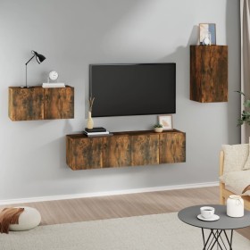 Set de muebles de TV 4 pzas madera contrachapada r