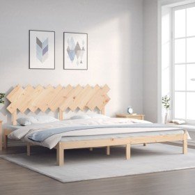 Estructura de cama sin colchón madera maciza de pino 200x200 cm Estructura de cama sin colchón madera maciza de pino 200x200 cm