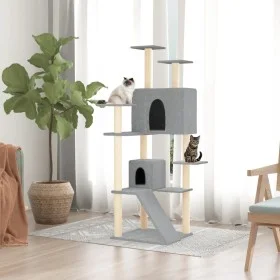Cat scratching post with light gray sisal posts 153 cm by vidaXL, Cat furniture - Ref: Foro24-171694, Price: 67,43 €, Discoun...