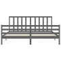 Estructura de cama con cabecero madera maciza gris 200x200 cm