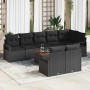 Conjunto de sofá de jardín con cojín 9 pcs Negro Poliratán