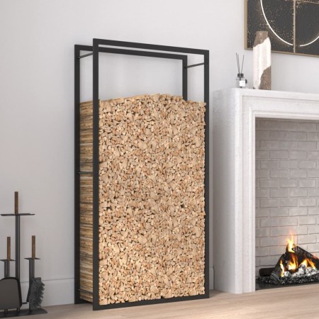 Matte black steel firewood rack 80x28x154 cm by vidaXL, Firewood bags and holders - Ref: Foro24-350308, Price: 42,17 €, Disco...
