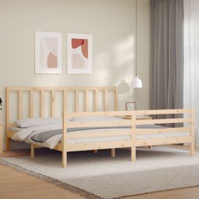 Estructura de cama sin colchón madera maciza de pino 200x200 cm Estructura de cama sin colchón madera maciza de pino 200x200 cm