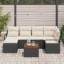 Conjunto de sofá de jardín con cojín 7 pcs Negro Poliratán