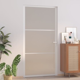 Puerta interior de vidrio y aluminio blanco mate 102,5x201,5 cm