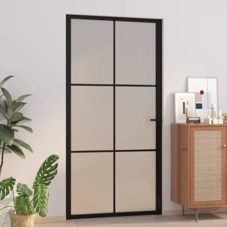 Matte black glass and aluminum interior door 102.5x201.5 cm by vidaXL, Doors for the home - Ref: Foro24-350559, Price: 180,58...