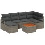 Conjunto de sofá de jardín con cojín 7 pcs Gris Poliratán