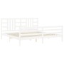 Estructura de cama con cabecero madera maciza blanco 200x200 cm